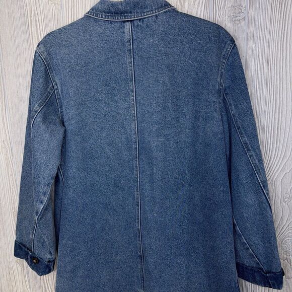 Denim & Co Long Barn Chore Coat Women's Medium, Trench Jean Lined Vintage Y2K - Picture 4 of 13